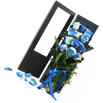 蓝白玫瑰花礼盒