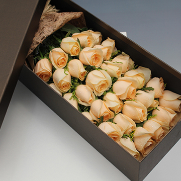 香槟玫瑰花盒