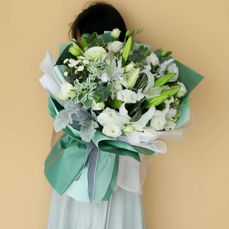 花開富貴-白百合+桔?；齑罨ㄊ?