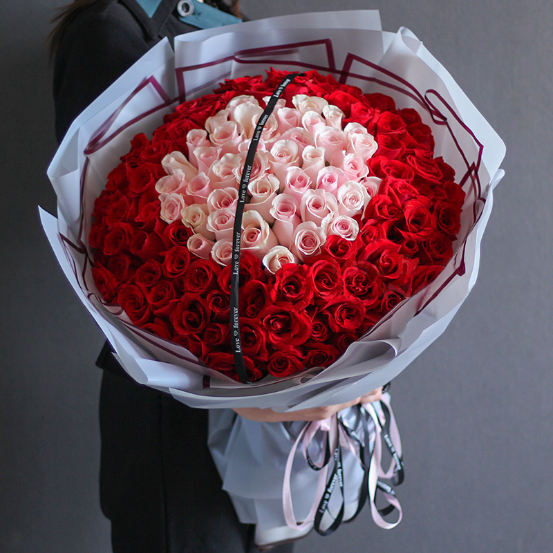 心动的感觉-99朵混色玫瑰 一百天纪念日送多少支合适？周口订花去哪个网上鲜花网好