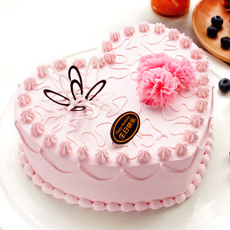 甜蜜如心-心形鲜奶蛋糕 关系没确定她生日可以送蛋糕不呢