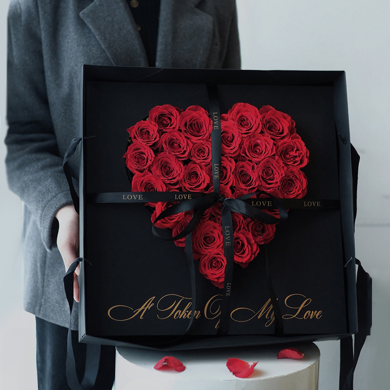 爱你的心-33朵红玫瑰心形礼盒 