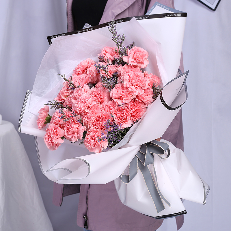微笑的眼睛-33支粉色康乃馨 象征温暖亲情的花有哪些呢？母亲节送它没错了