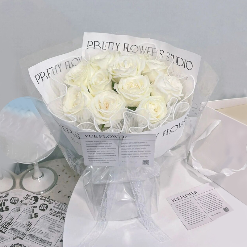 美好精致-11朵白玫瑰花束