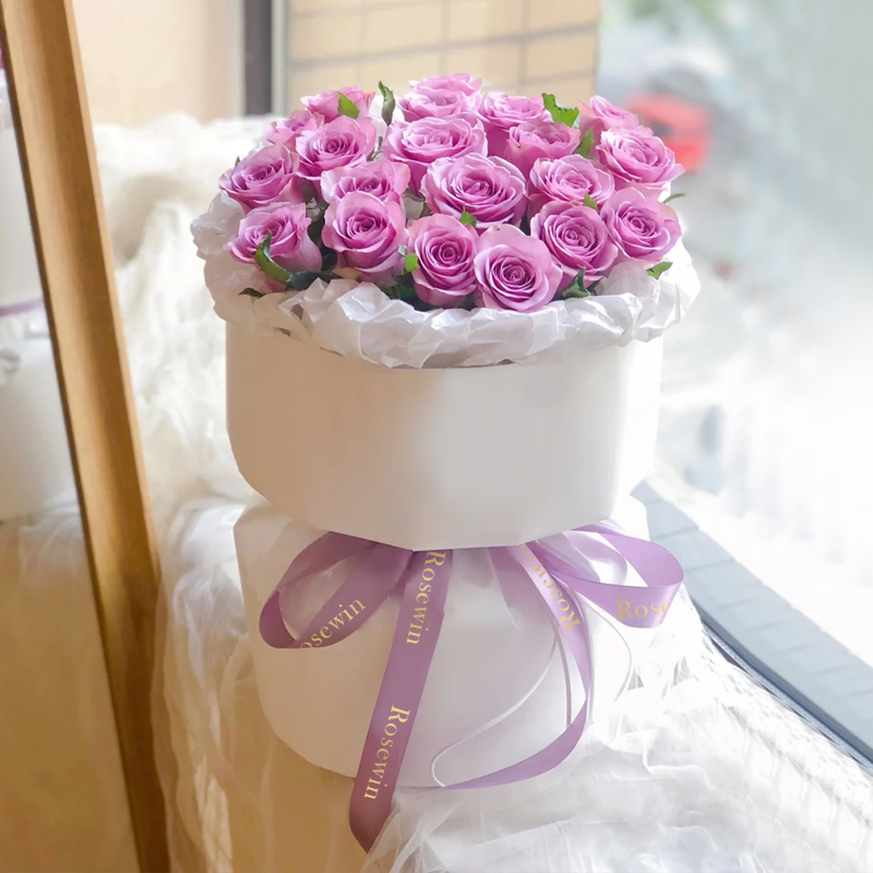 紫为你心动-19朵紫玫瑰花束