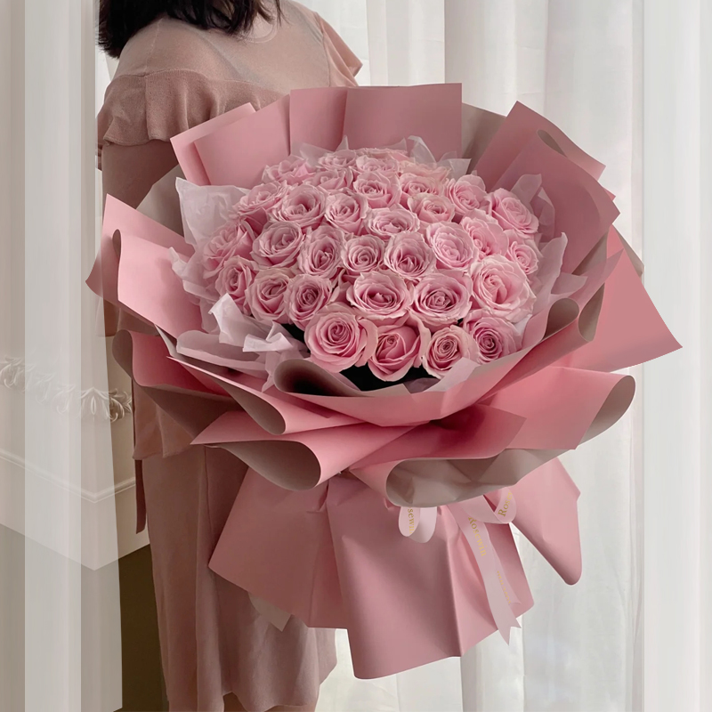清晰甜美-33朵粉玫瑰花束