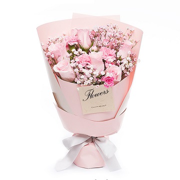 快乐的回忆-粉玫瑰+粉色康乃馨混搭