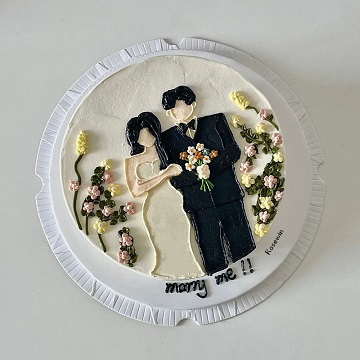 以爱之名求婚主题手绘蛋糕