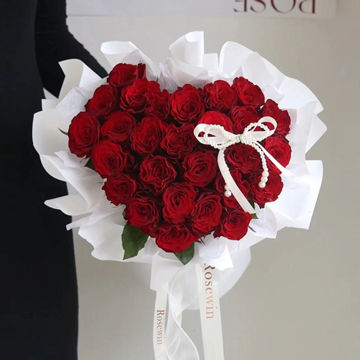 纸短情长-33朵心形红玫瑰花束