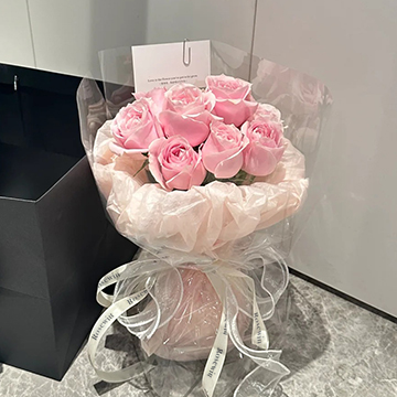 素锦年时-9朵粉玫瑰花束